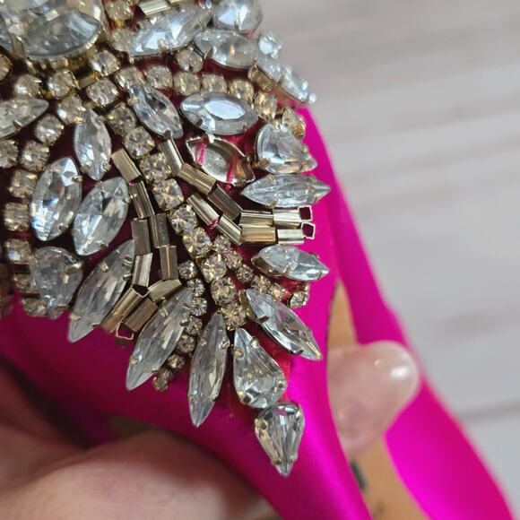 Badgley Mischka Kiara Stacked Heel Stiletto Open Toe Pumps Pink sz 7 - Picture 4 of 9